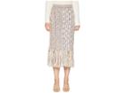 Adam Lippes Handknit Tweed Midi Skirt With Fringe (ivory/pink Multi) Women's Skirt