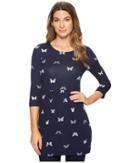 Joules Kirsten34 3/4 Sleeve Jersey Printed Tunic (navy Butterfly) Women's Long Sleeve Pullover