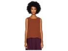 Eileen Fisher Silk Georgette Crepe Round Neck Shell (nutmeg) Women's Clothing