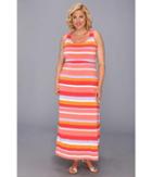 Columbia Plus Size Reel Beauty Ii Maxi Dress (hot Coral Multi Stripe) Women's Dress