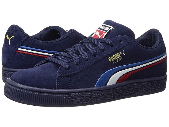 Puma Kids Suede Classic Multicolor Embossed (big Kid) (peacoat/puma White/ribbon Red/strong Blue) Boy's Shoes