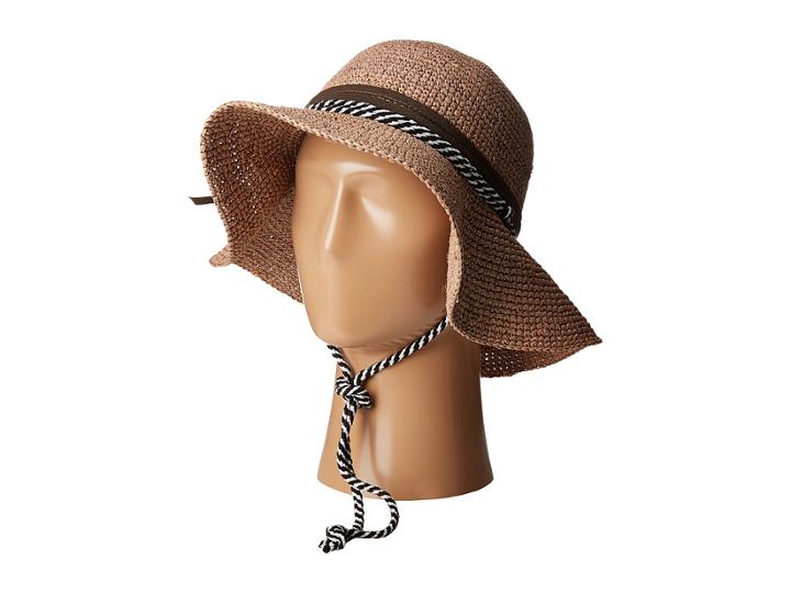 San Diego Hat Company Rhm6008 Crochet Raffia Striped Chin Hat (coffee) Traditional Hats