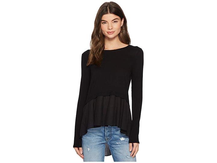 Kensie L.w. Viscose Spandex Top Ks3k3626 (black) Women's Clothing