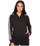 Adidas Essentials Cotton Fleece 3s Over Head Hoodie (black/white) Women's Sweatshirt