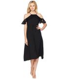 Gabby Skye Crepe Dress W/ Lace Trim (black) Women's Dress