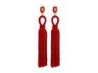 Oscar De La Renta Long Silk Tassel C Earrings (garnet) Earring