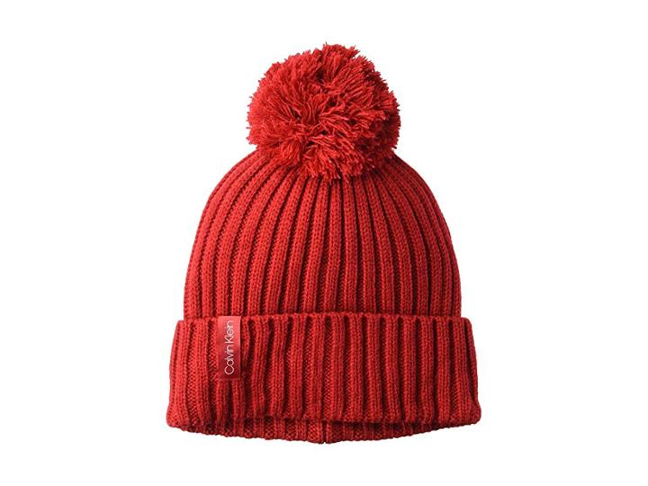 Calvin Klein Basic Rib Pom Hat (rouge) Caps