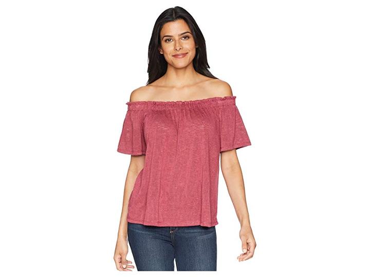B Collection By Bobeau Carlee Off Shoulder Tee (berry) Women's T Shirt