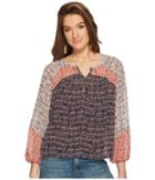 Lucky Brand Mixed Print Peasant Top (multi) Women's Long Sleeve Pullover