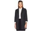 Calvin Klein Woven Open Front Jacket (black/white) Women's Coat