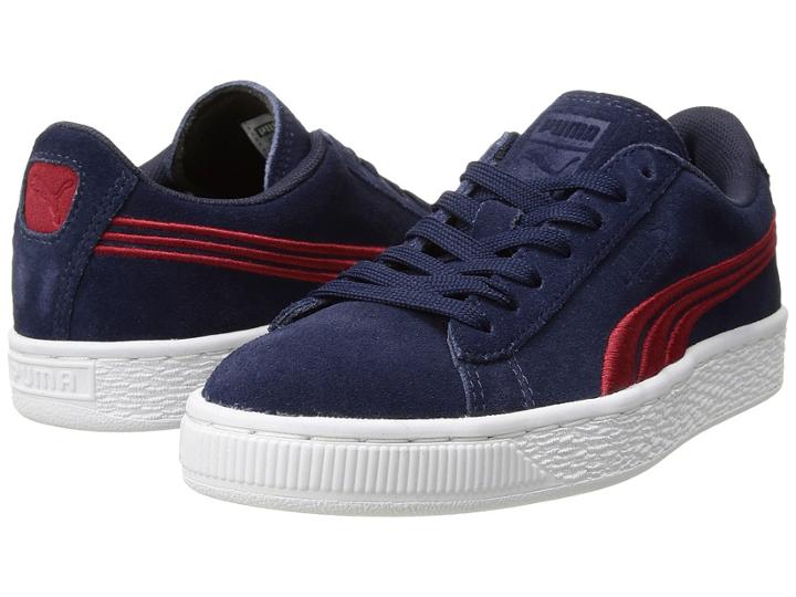 Puma Kids Suede Classic Badge Jr (big Kid) (peacoat/toreador) Boys Shoes