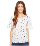 Cece Short Bell Sleeve Floating Petals Blouse (new Ivory) Women's Blouse