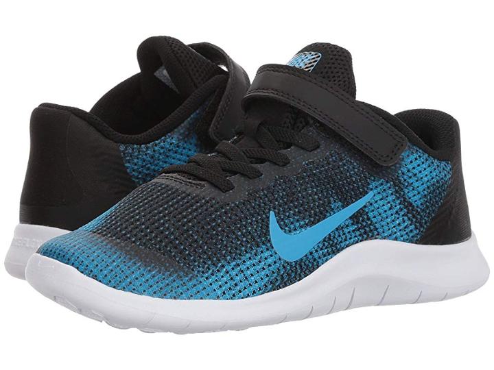 Nike Kids Flex Run 2018 (little Kid) (black/equator Blue/white) Boys Shoes