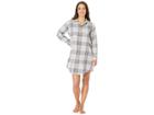 Lauren Ralph Lauren Brushed Twill His Shirt Sleepshirt (grey Plaid) Women's Pajama