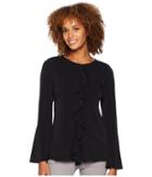Eci Long Flounced Sleeve Cf Ruffle Top (black) Women's Clothing