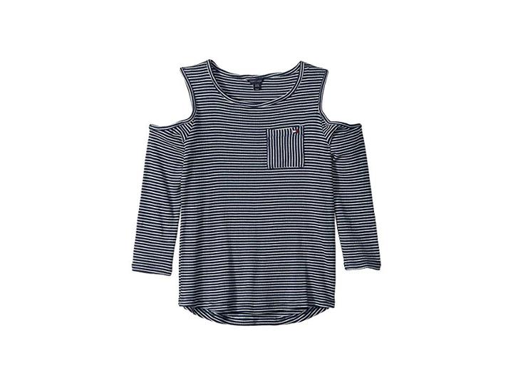 Tommy Hilfiger Kids Cold Shoulder Knit Top (big Kids) (flag Blue) Girl's Clothing