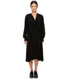 Y's By Yohji Yamamoto Side Tie Flare Shirtdress (black) Women's Dress