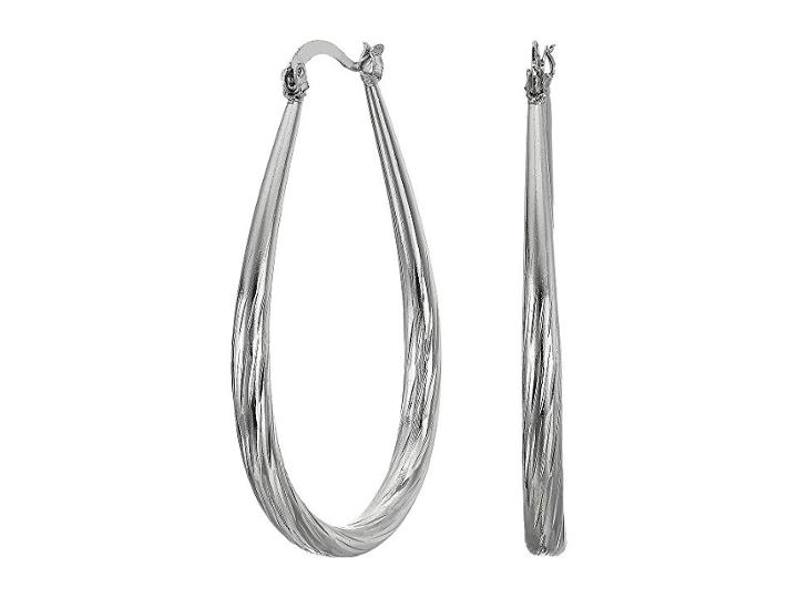 Steve Madden 35 Mm Twisted Teardrop Hoop Earrings (silver) Earring