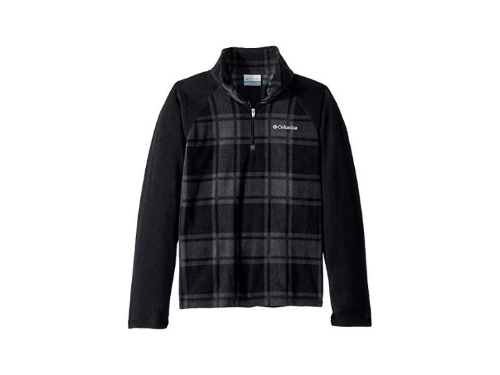 Columbia Kids Glacialtm Iii Fleece Printed 1/2 Zip (little Kids/big Kids) (black Check/black) Boy's Fleece