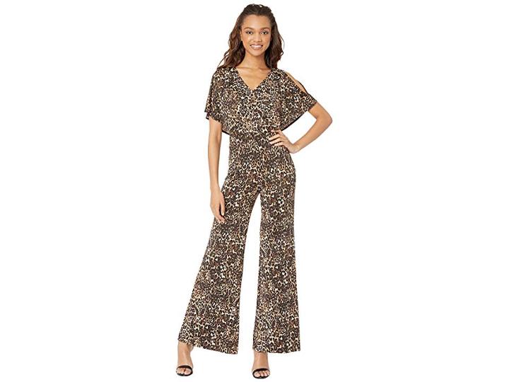 Bebe Cape Sleeve Jumpsuit (black/multi) Women's Jumpsuit & Rompers One Piece