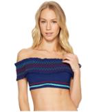 Red Carter Ipanema Smocked Off Shoulder Bikini Top (navy) Women's Swimwear