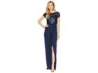 Adrianna Papell Long Tulle Gown With Embellished Bodice (midnight) Women's Dress