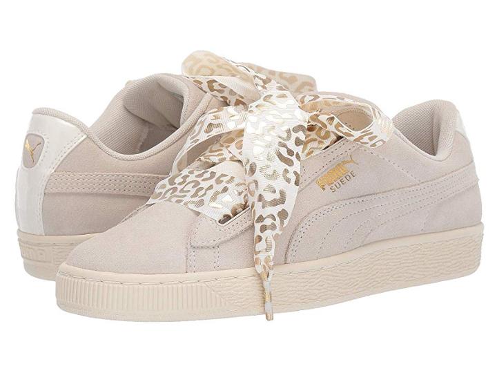 Puma Kids Suede Heart Athluxe Jr (big Kid) (whisper White/puma Team Gold) Girls Shoes