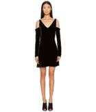 Mcq V-neck Velvet Diamante Dress (darkest Black) Women's Dress