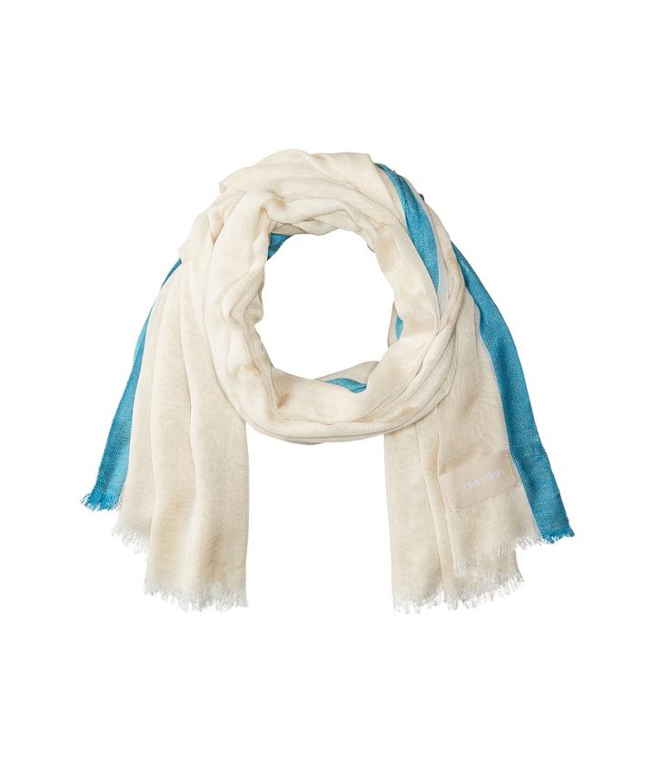 Calvin Klein Chambray Scarf With Border (latte) Scarves