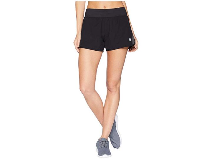 Asics 3 Run Shorts (black/dark Grey) Women's Shorts