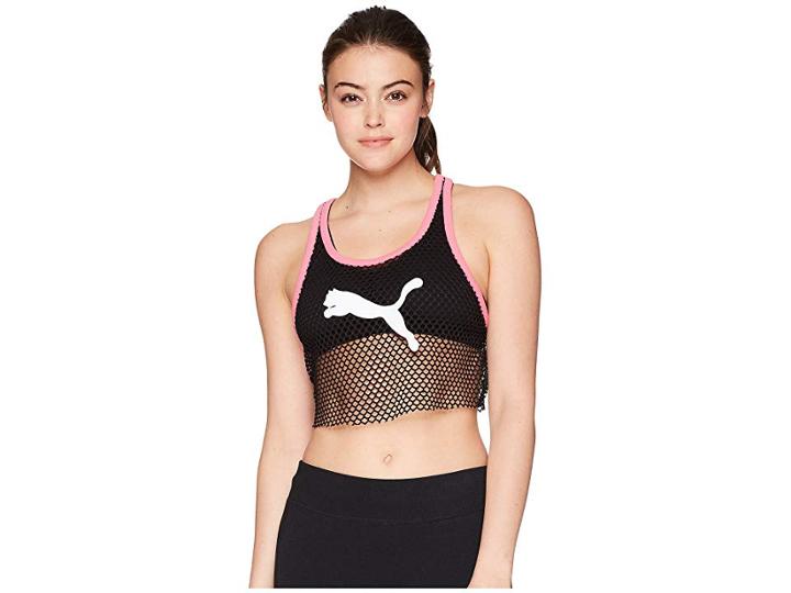 Puma Puma X Fenty By Rihanna Mesh Cropped Tank Top (puma Black) Women's Sleeveless