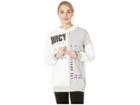 Juicy Couture Multi Graphic Pullover W/ Hood (soft White/heather Cozy) Women's Clothing