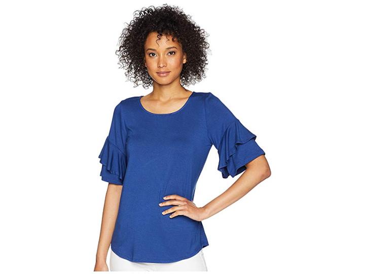 Karen Kane Ruffle Sleeve Top (iris) Women's Clothing