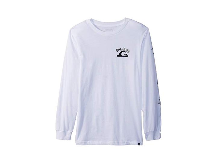 Quiksilver Kids Crazy Face Long Sleeve Tee (big Kids) (white) Boy's Long Sleeve Pullover