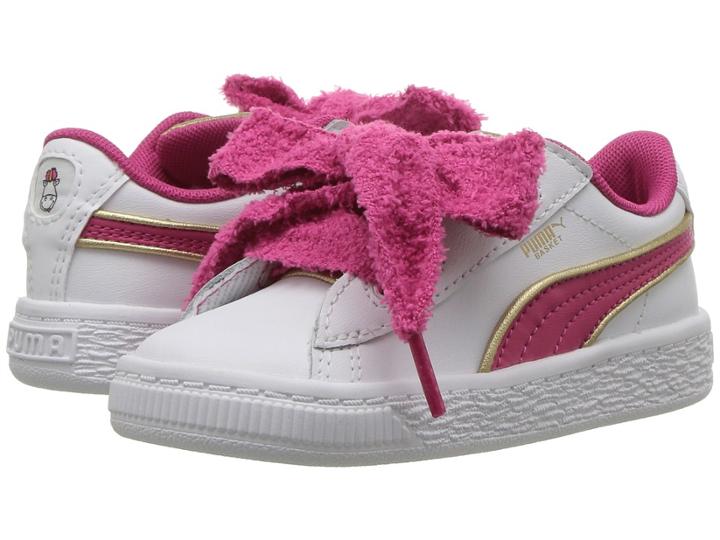 Puma Kids Minions Basket Heart Fluffy Inf (toddler) (white/beetroot) Girls Shoes