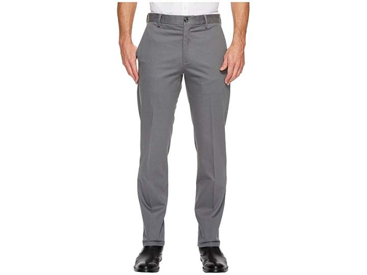 Dockers Signature Khaki D1 Slim Fit Flat Front (camino Burma Grey X Stretch) Men's Dress Pants