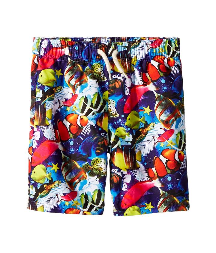 Appaman Kids Allover Fish And Reef Print Mid Length Swim Trunks (toddler/little Kids/big Kids) (coral Reef) Boy's Swimwear