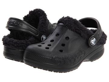 Crocs Kids Baya Lined Kids (toddler/little Kid) (black/black Cow Silk) Kids Shoes