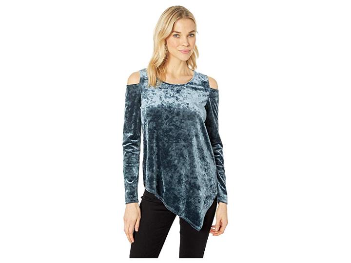 Karen Kane Crush Velvet Cold Shoulder Top (jade) Women's Clothing