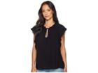 Cece Extended Flutter Sleeve Ruffled Blouse With Tie (rich Black) Women's Blouse