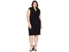 Adrianna Papell Plus Size Matte Jersey Cowl Neck Drape (black) Women's Dress