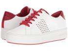 Michael Michael Kors Poppy Lace-up (optic White/scarlt Vachetta Perf/embossed Croc/patent) Women's Shoes