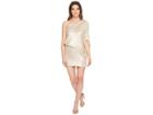 Halston Heritage One Shoulder Jacquard Sleeve Dress (metallic Champagne) Women's Dress