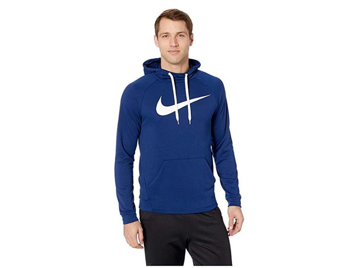 Nike Swoosh Pullover Dry Training Hoodie (blue Void/white) Men's Sweatshirt