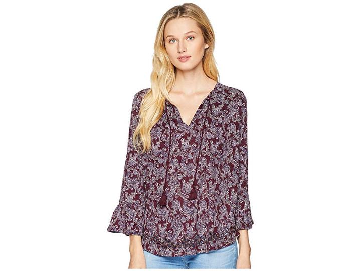 Lucky Brand Printed Top (mauve Multi) Women's Clothing