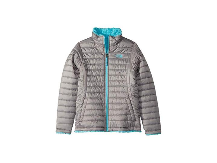 The North Face Kids Reversible Mossbud Swirl Jacket (little Kids/big Kids) (metallic Silver/blue Curacao (prior Season)) Girl's Coat