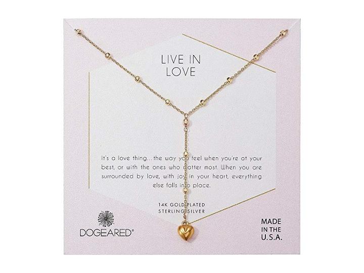 Dogeared Live In Life, Puffy Heart Y-necklace (gold) Necklace