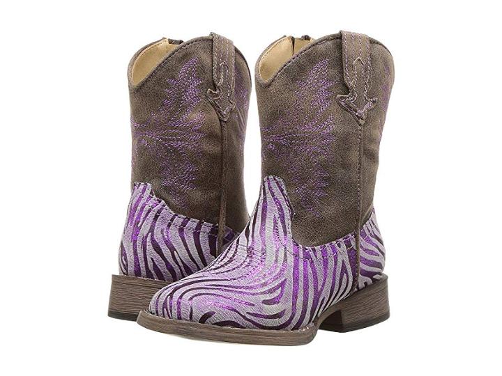Roper Kids Metallic Zebra (toddler) (purple Metallic Zebra Vamp) Cowboy Boots