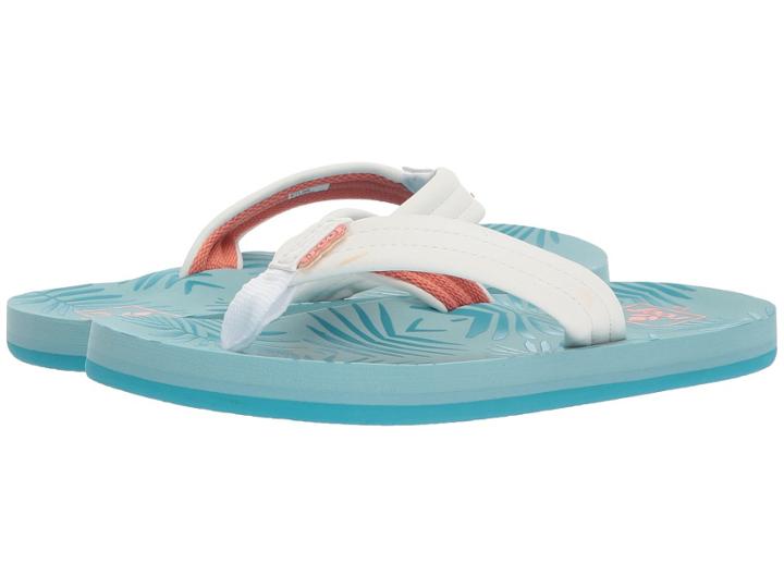 Reef Kids Little Reef Footprints (infant/toddler/little Kid/big Kid) (aqua Palms) Girls Shoes