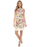 Adrianna Papell Vintage Floral Solid Back Sheath Dress (ivory Multi) Women's Dress